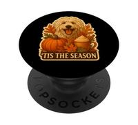 Tis The Season Komondor Dog Vintage Pumpkin Vintage Tis The Season PopSockets PopGrip Adhesivo