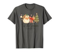 Tis The Season Leopard Santa, Vintage Watercolor Christmas Camiseta