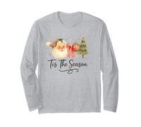 Tis The Season Leopard Santa, Vintage Watercolor Christmas Manga Larga