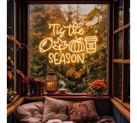 Tis The Season - Letrero LED de neón personalizado, otoño, café, calabaza, especias, fútbol, decoración de pared para el hogar, luz de neón, otoño, cocina, cafetería, bar