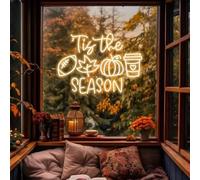 Tis The Season - Letrero LED de neón personalizado, otoño, café, calabaza, especias, fútbol, decoración de pared para el hogar, luz de neón, otoño, cocina, cafetería, bar