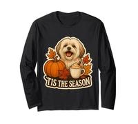 Tis The Season Lhasa Apso Dog Otoño-Otoño Calabaza Spice Lindo Manga Larga