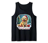 Tis The Season Lhasa Apso Perro Feliz Navidad Mamá Papá Navidad Camiseta sin Mangas