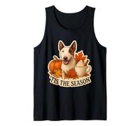 Tis The Season Miniatura Bull Terrier Perro Otoño Hojas De Otoño Camiseta sin Mangas