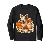 Tis The Season Miniatura Bull Terrier Perro Otoño Hojas De Otoño Manga Larga