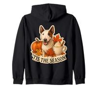 Tis The Season Miniatura Bull Terrier Perro Otoño Hojas De Otoño Sudadera con Capucha
