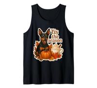 Tis The Season Miniatura Pinscher Perro Otoño Calabaza Camiseta sin Mangas