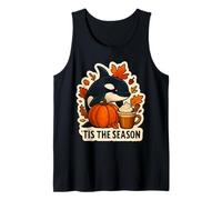 Tis The Season Orca Ballena Otoño Otoño Calabaza Hojas Vintage Camiseta sin Mangas