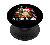 Tis The Season Owl Lover Árbol de Navidad Festivo Navidad Navidad PopSockets PopGrip Adhesivo