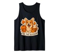 Tis The Season Pembroke Welsh Corgi Dog Otoño-Otoño Calabaza Camiseta sin Mangas