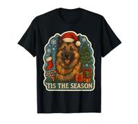 Tis The Season Perro Belga Tervuren Feliz Navidad Mamá Papá Camiseta