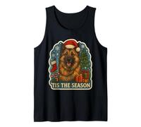 Tis The Season Perro Belga Tervuren Feliz Navidad Mamá Papá Camiseta sin Mangas