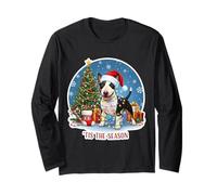 Tis The Season - Perro Bull Terrier en Miniatura Feliz Navidad Manga Larga
