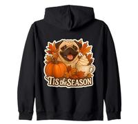 Tis The Season - Perro Carlino otoño otoño Calabaza Especia Latte Lindo Sudadera con Capucha