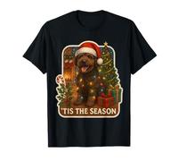 Tis The Season Perro de Agua Español Feliz Navidad Mamá Papá Diversión Camiseta