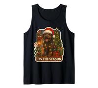 Tis The Season Perro de Agua Español Feliz Navidad Mamá Papá Diversión Camiseta sin Mangas