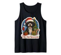 Tis The Season Perro de Agua Portugués Feliz Navidad Mamá Papá Camiseta sin Mangas