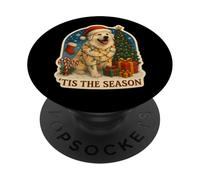 Tis The Season Perro de los Grandes Pirineos Feliz Navidad PopSockets PopGrip Adhesivo