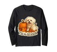 Tis The Season Perro maltés Otoño Otoño Calabaza Especias Latte Manga Larga