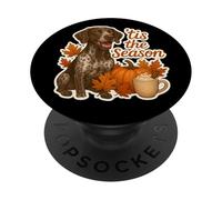 Tis The Season, Perro Puntero alemán de Pelo Corto, café de otoño PopSockets PopGrip Adhesivo