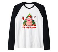 Tis The Season Pig Owner Árbol de Navidad Pet Festive Farmer Camiseta Manga Raglan
