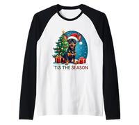 Tis The Season - Pinscher en Miniatura con diseño de Perro Feliz Navidad Camiseta Manga Raglan