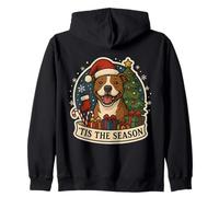 Tis The Season Pit Bull Dog, Navidad, mamá, papá, dueño, Festivo Sudadera con Capucha