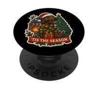 Tis The Season Plott Hound Dog Feliz Navidad Mamá Papá Navidad PopSockets PopGrip Adhesivo