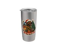 Tis The Season Plott Hound Dog Feliz Navidad Mamá Papá Navidad Vaso térmico de acero inoxidable de doble pared