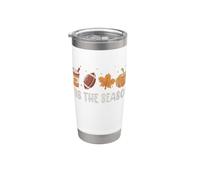 tis the season pumpkin leaf latte fall thanksgiving football Vaso térmico de acero inoxidable de doble pared