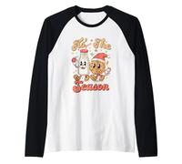 Tis The Season Retro Milk and Cookie Best -Friend Christmas Camiseta Manga Raglan
