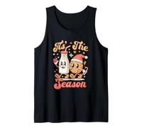 Tis The Season Retro Milk and Cookie Best -Friend Christmas Camiseta sin Mangas