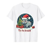 Tis The Season Rhino Rinoceronte Árbol de Navidad Festivo Navidad Camiseta gráfica económica, Hombre, Blanco, XL