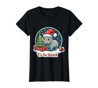 Tis The Season Rhino Rinoceronte Árbol de Navidad Festivo Navidad Camiseta gráfica económica, Mujer, Negro, XL