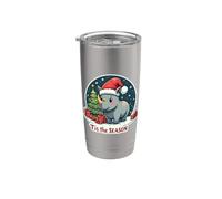 Tis The Season Rhino Rinoceronte Árbol de Navidad Festivo Navidad Vaso térmico de acero inoxidable de doble pared