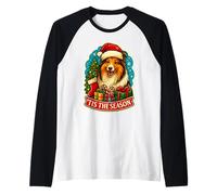 Tis The Season Shetland Sheepdog Christmas Mom Dad Owner Camiseta Manga Raglan