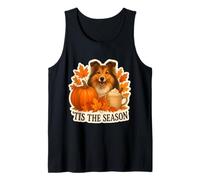 Tis The Season Shetland Sheepdog Fall Autumn Pumpkin Pup Camiseta sin Mangas