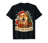 Tis The Season Shiba Inu Perro Feliz Árbol de Navidad Mamá Papá Camiseta