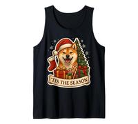 Tis The Season Shiba Inu Perro Feliz Árbol de Navidad Mamá Papá Camiseta sin Mangas