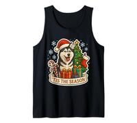 Tis The Season Siberian Husky Dog Feliz Navidad Festive Camiseta sin Mangas