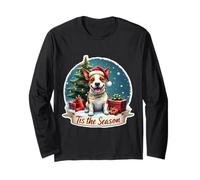 Tis The Season Staffordshire Bull Terrier Dog Navidad Navidad Manga Larga