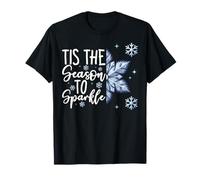 Tis The Season To Sparkle Blue Christmas Snowflake Quote Camiseta