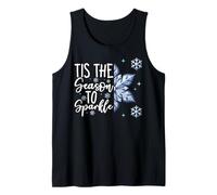 Tis The Season To Sparkle Blue Christmas Snowflake Quote Camiseta sin Mangas