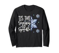 Tis The Season To Sparkle Blue Christmas Snowflake Quote Manga Larga