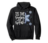 Tis The Season To Sparkle Blue Christmas Snowflake Quote Sudadera con Capucha
