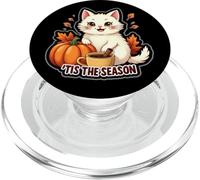 Tis The Season: White Cat, otoño, otoño, Calabaza y Especias PopSockets PopGrip para MagSafe