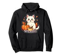 Tis The Season: White Cat, otoño, otoño, Calabaza y Especias Sudadera con Capucha