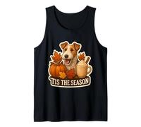 Tis The Season Wire Fox Terrier Perro otoño Calabaza Lindo Camiseta sin Mangas