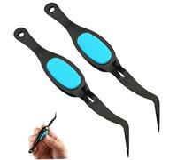 Tisas de artesanía, pinzas inversas de 2 piezas, 5x0.8 Precision 401 Craft de acero inoxidable con agarre sin deslizamiento para joyas Extensiones de pestañas Beading, para elaborar