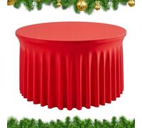 Tischdecke Mit Rock - 6 Ft 9 Ft Party Runde Kräusel Tischdecken - Tischüberwurf Rote Für Hochzeit Baby Shower Geburtstag Bankett Buffet | Klassenzimmer Versammlungen Feiertag Lehrer